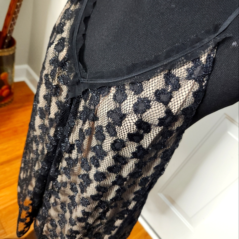MILLY Black Lace Over Spaghetti Strap Top Size 2